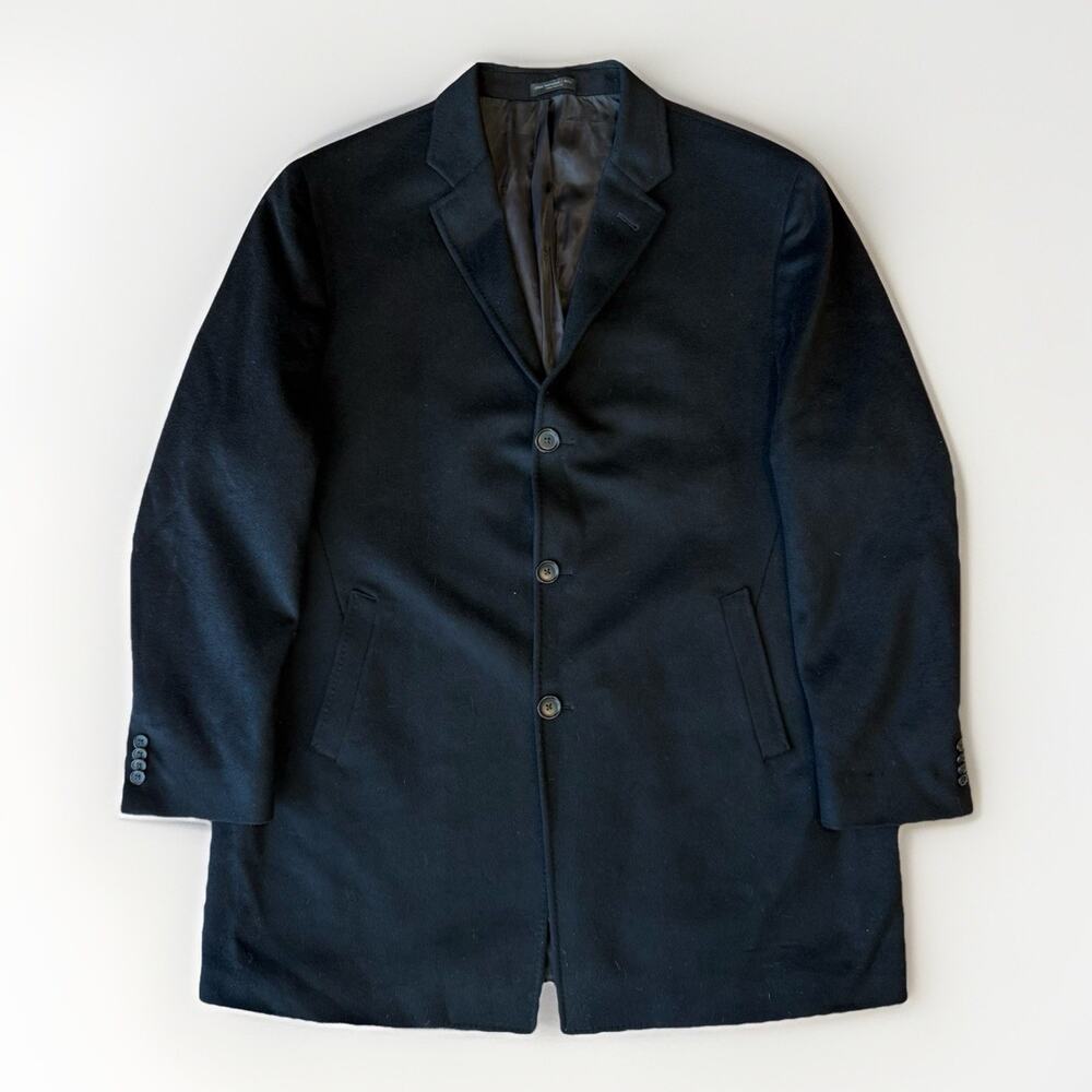 John Varvatos Cashmere Peacoat 48R Black Winter Minimalist Outerwear New York